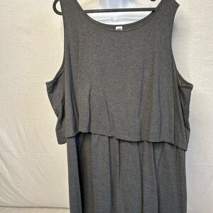 Old Navy Gray Tiered Scoop Neck Nursing Tank Top